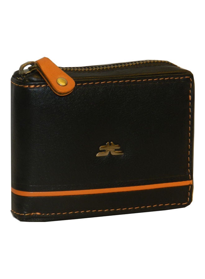 LAVERI LEATHER Genuine Leather Designer Wallet With Zipper Black  - Image 1