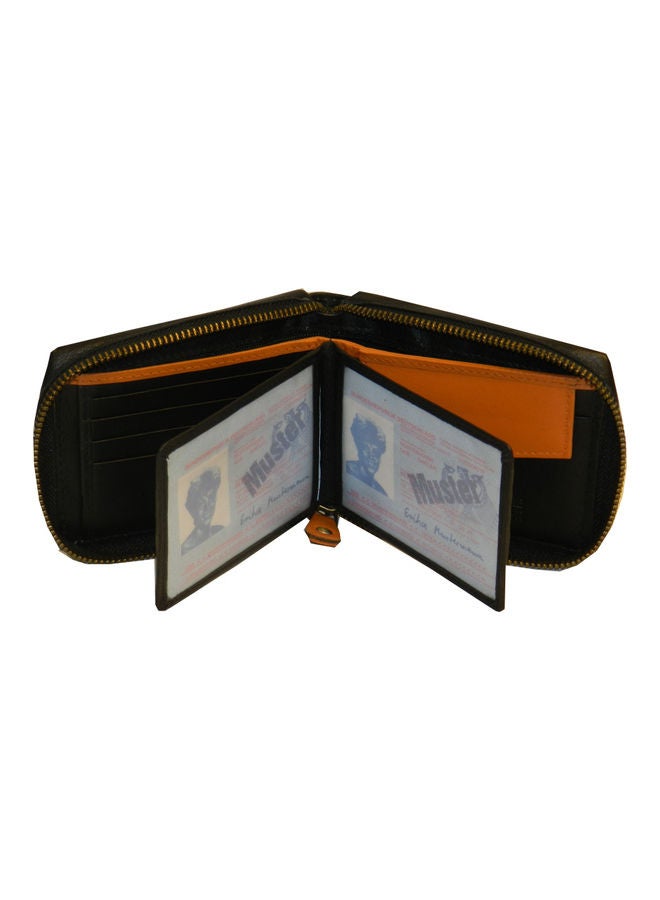LAVERI LEATHER Genuine Leather Designer Wallet With Zipper Black  - Image 3