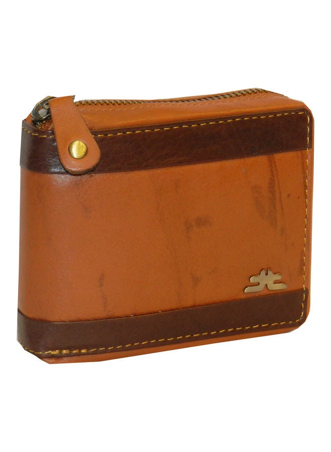 LAVERI LEATHER Genuine Leather Designer Wallet With Zipper Rust  - Image 1