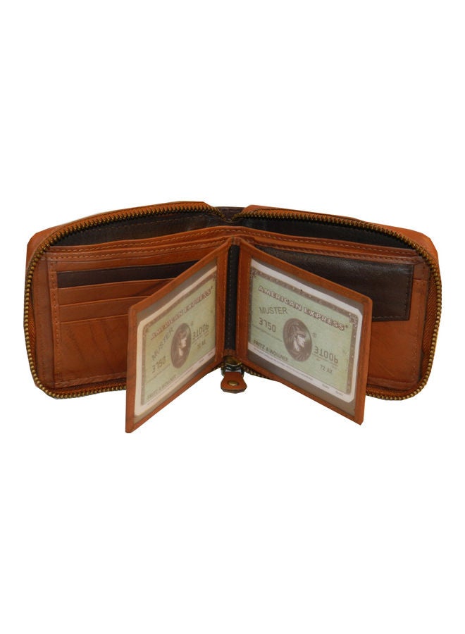 LAVERI LEATHER Genuine Leather Designer Wallet With Zipper Rust  - Image 3