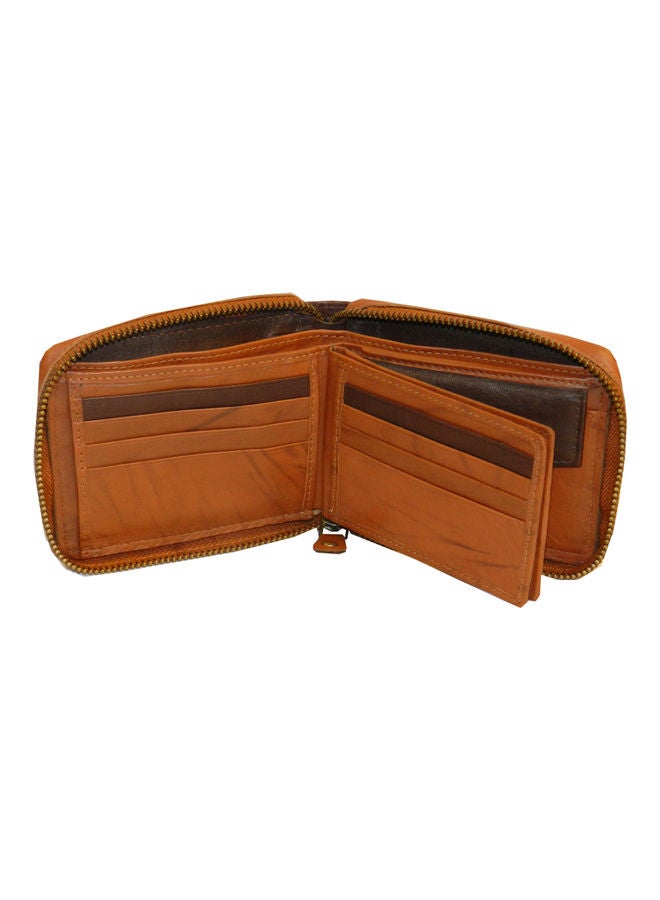 LAVERI LEATHER Genuine Leather Designer Wallet With Zipper Rust  - Image 4