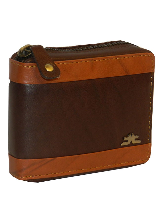 LAVERI LEATHER Genuine Leather Designer Wallet With Zipper Dark Brown  - Image 1