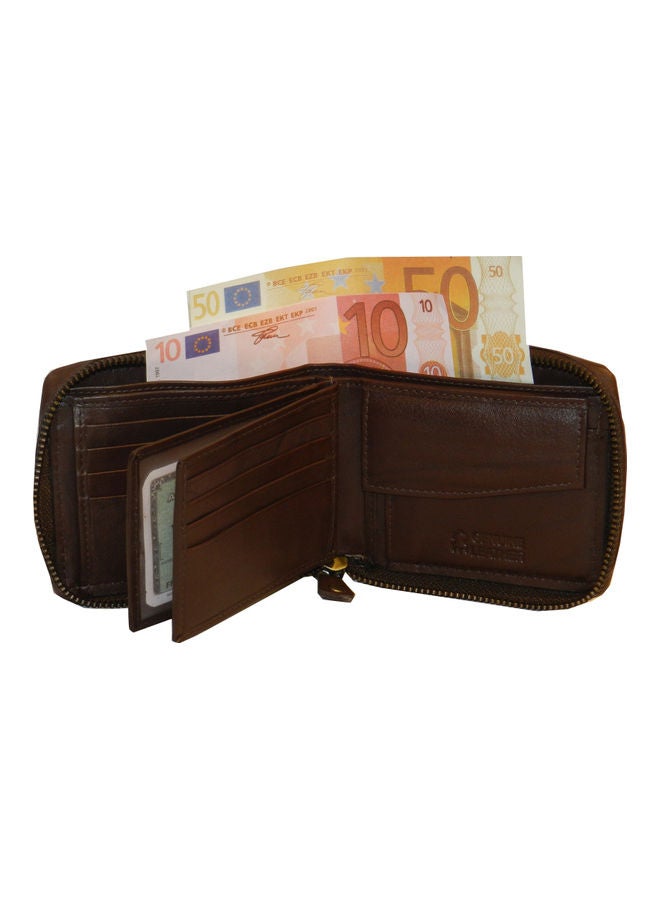LAVERI LEATHER Genuine Leather Designer Wallet With Zipper Dark Brown  - Image 2