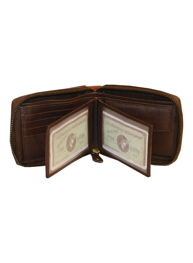 LAVERI LEATHER Genuine Leather Designer Wallet With Zipper Dark Brown  - Image 3