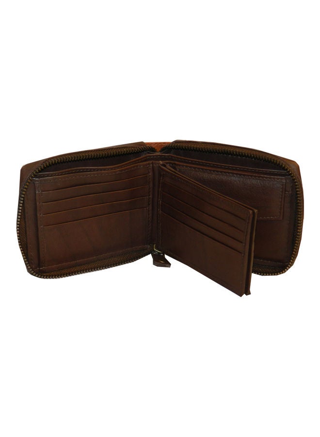 LAVERI LEATHER Genuine Leather Designer Wallet With Zipper Dark Brown  - Image 4