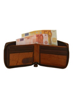 LAVERI LEATHER Genuine Leather Designer Wallet With Zipper Dark Brown  - Image 2