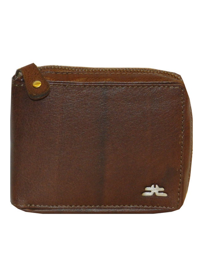 LAVERI LEATHER - Genuine Leather Designer Wallet With Zipper Dark Brown - Image 1