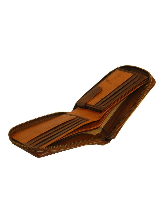 LAVERI LEATHER - Genuine Leather Designer Wallet With Zipper Dark Brown - Image 1