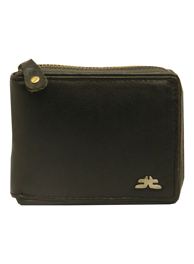 LAVERI LEATHER Genuine Leather Designer Wallet With Zipper Black  - Image 1
