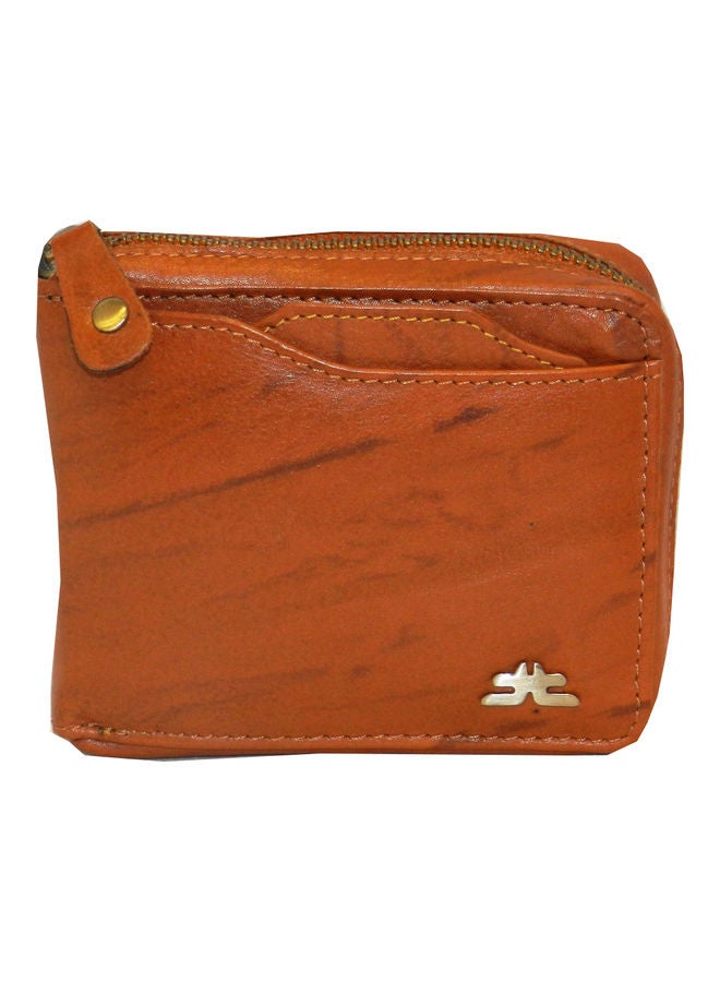LAVERI LEATHER Genuine Leather Designer Wallet With Zipper Rust  - Image 1