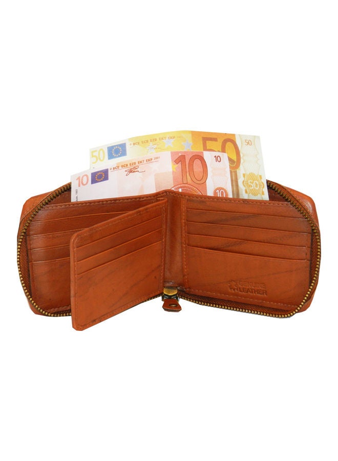 LAVERI LEATHER Genuine Leather Designer Wallet With Zipper Rust  - Image 3