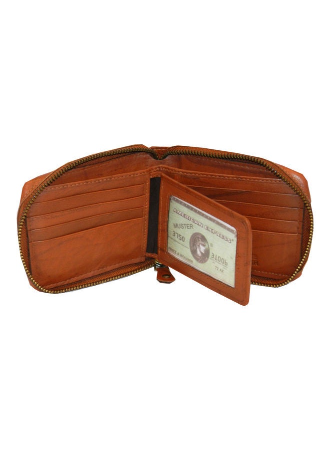 LAVERI LEATHER Genuine Leather Designer Wallet With Zipper Rust  - Image 4