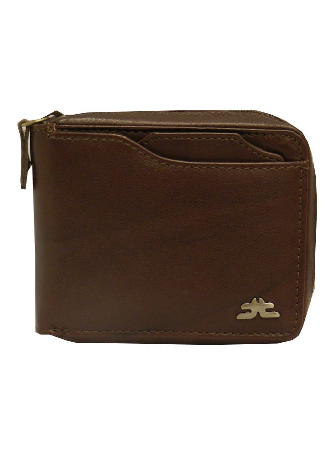 LAVERI LEATHER Genuine Leather Designer Wallet With Zipper Dark Brown  - Image 1