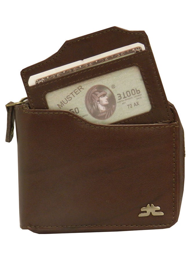 LAVERI LEATHER Genuine Leather Designer Wallet With Zipper Dark Brown  - Image 2