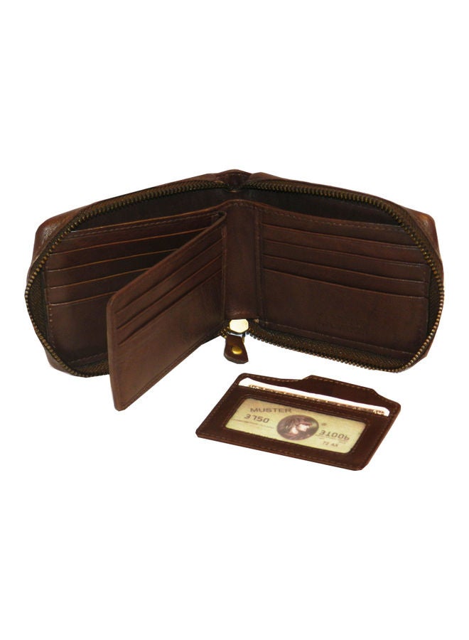 LAVERI LEATHER Genuine Leather Designer Wallet With Zipper Dark Brown  - Image 3