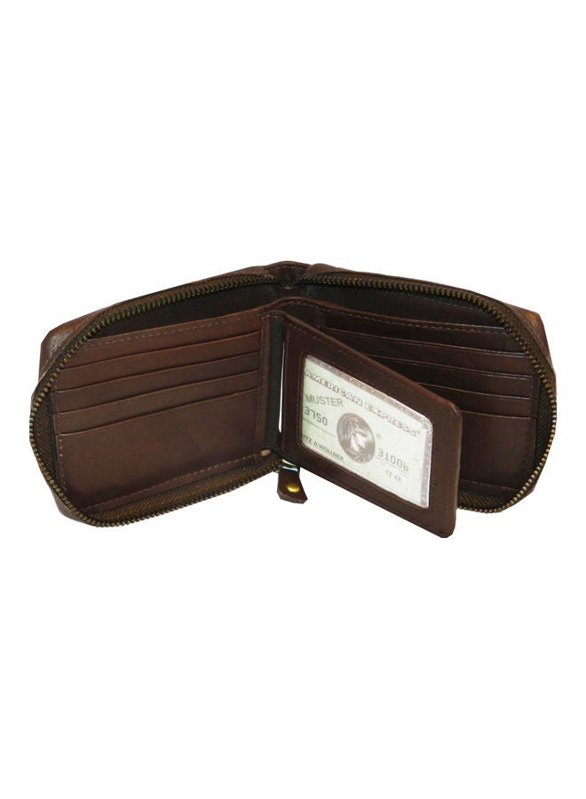 LAVERI LEATHER Genuine Leather Designer Wallet With Zipper Dark Brown  - Image 4