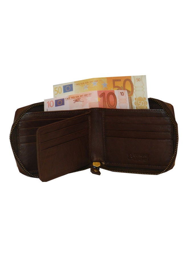 LAVERI LEATHER Genuine Leather Designer Wallet With Zipper Dark Brown  - Image 5