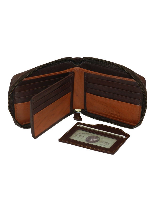 LAVERI LEATHER Genuine Leather Designer Wallet With Zipper Dark Brown  - Image 2
