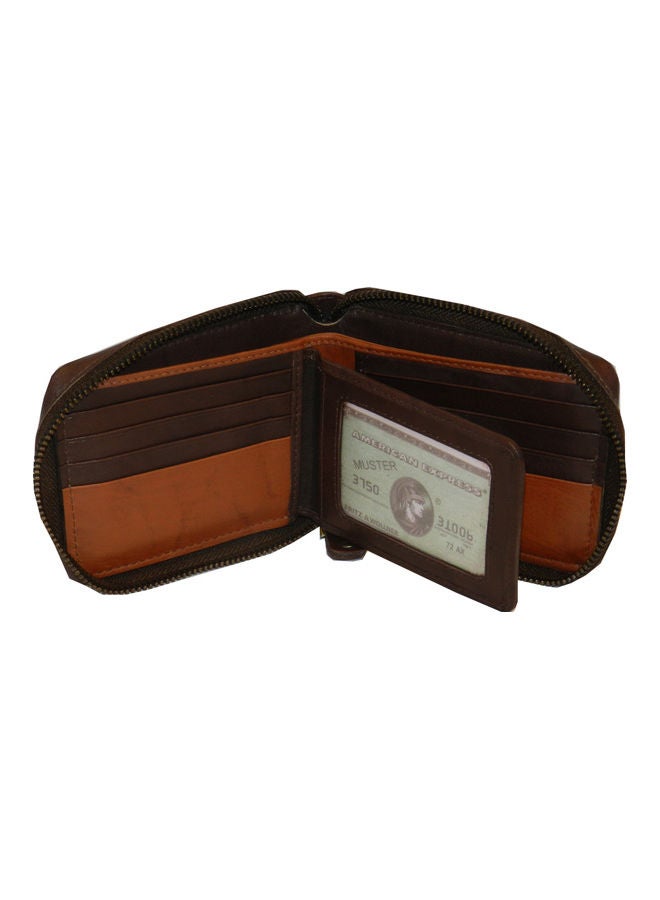 LAVERI LEATHER Genuine Leather Designer Wallet With Zipper Dark Brown  - Image 4