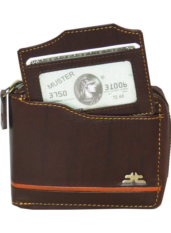 LAVERI LEATHER Genuine Leather Designer Wallet With Zipper Dark Brown  - Image 1