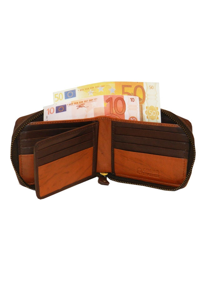 LAVERI LEATHER Genuine Leather Designer Wallet With Zipper Dark Brown  - Image 3