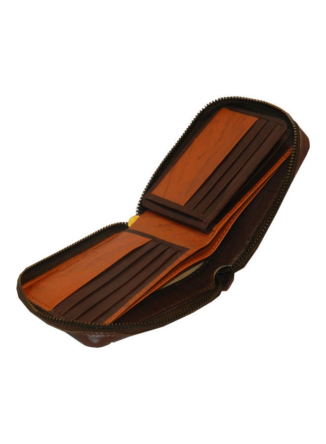 LAVERI LEATHER Genuine Leather Designer Wallet With Zipper Dark Brown  - Image 5