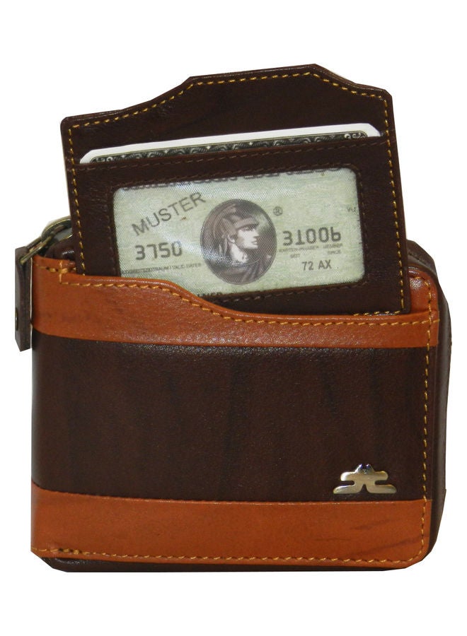 LAVERI LEATHER Genuine Leather Designer Wallet With Zipper Dark Brown  - Image 1