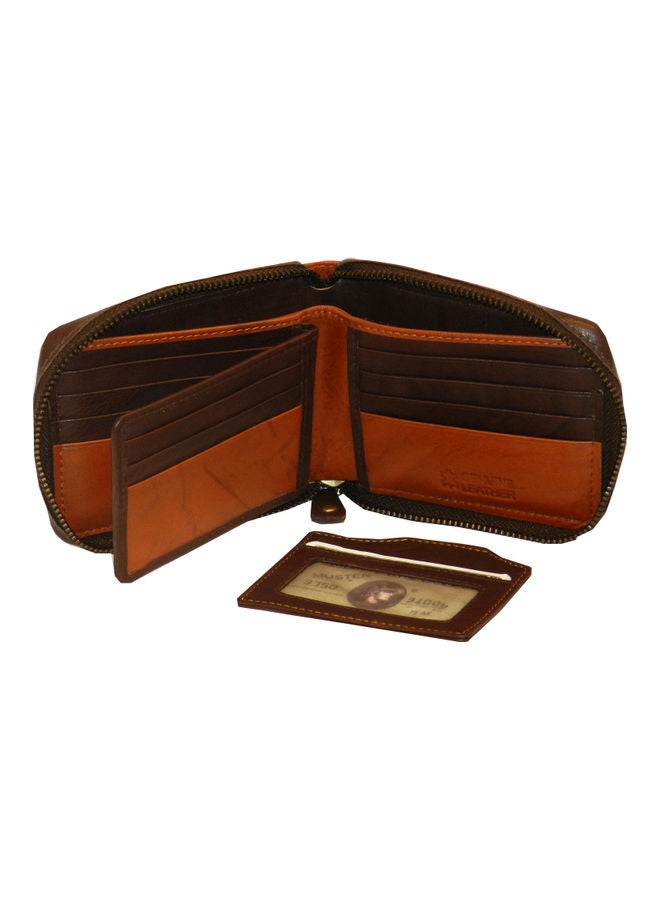 LAVERI LEATHER Genuine Leather Designer Wallet With Zipper Dark Brown  - Image 2