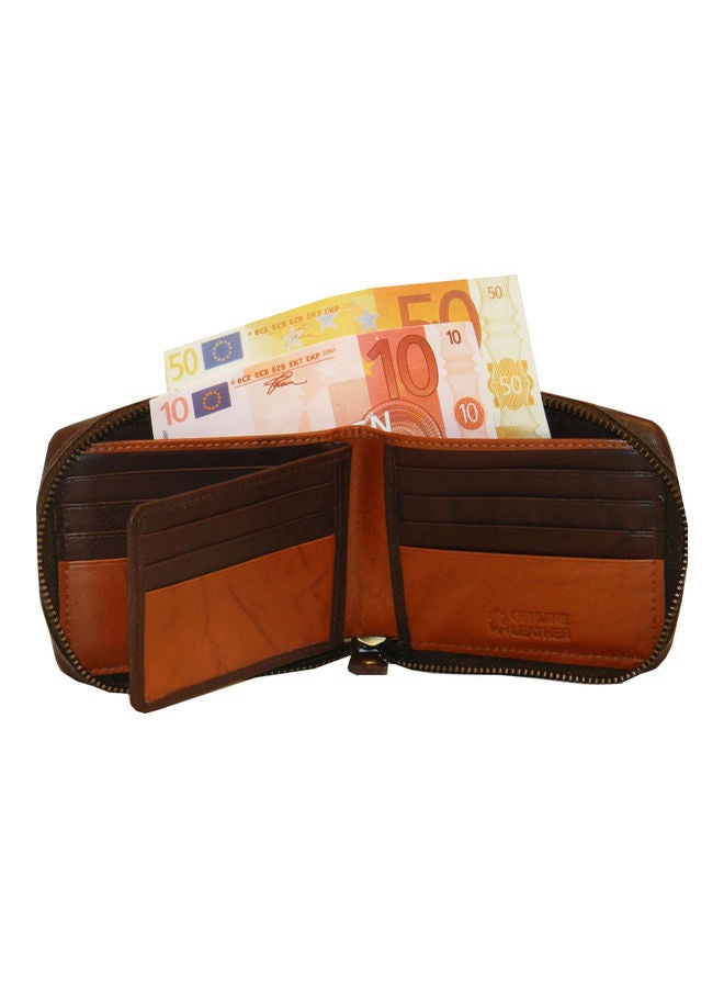 LAVERI LEATHER Genuine Leather Designer Wallet With Zipper Dark Brown  - Image 3