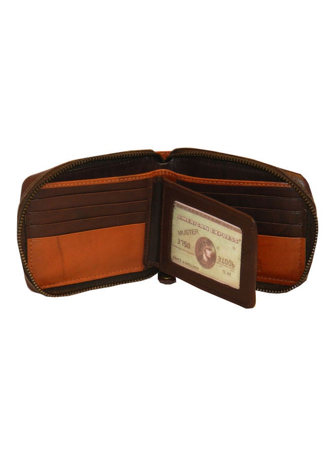 LAVERI LEATHER Genuine Leather Designer Wallet With Zipper Dark Brown  - Image 4