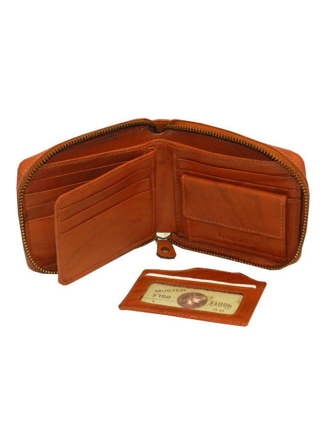 LAVERI LEATHER Genuine Leather Designer Wallet With Zipper Rust  - Image 2