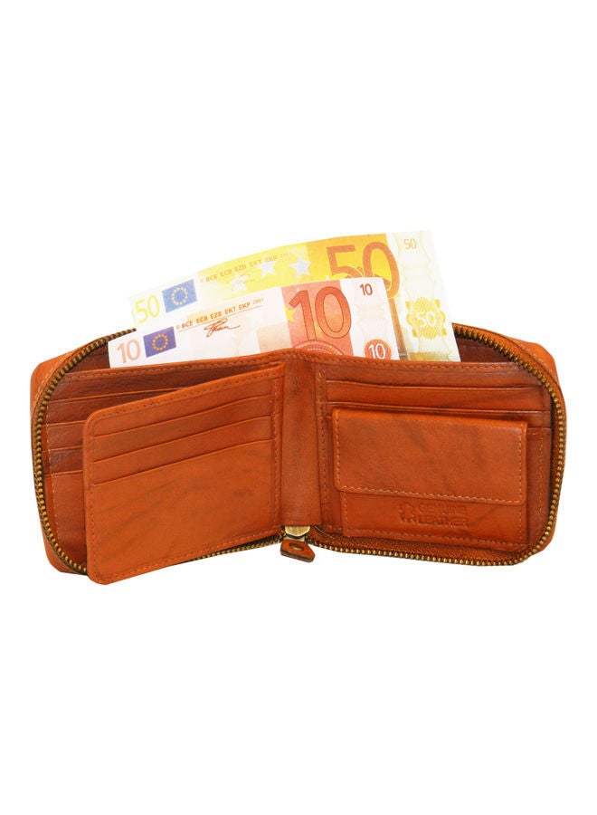 LAVERI LEATHER Genuine Leather Designer Wallet With Zipper Rust  - Image 3