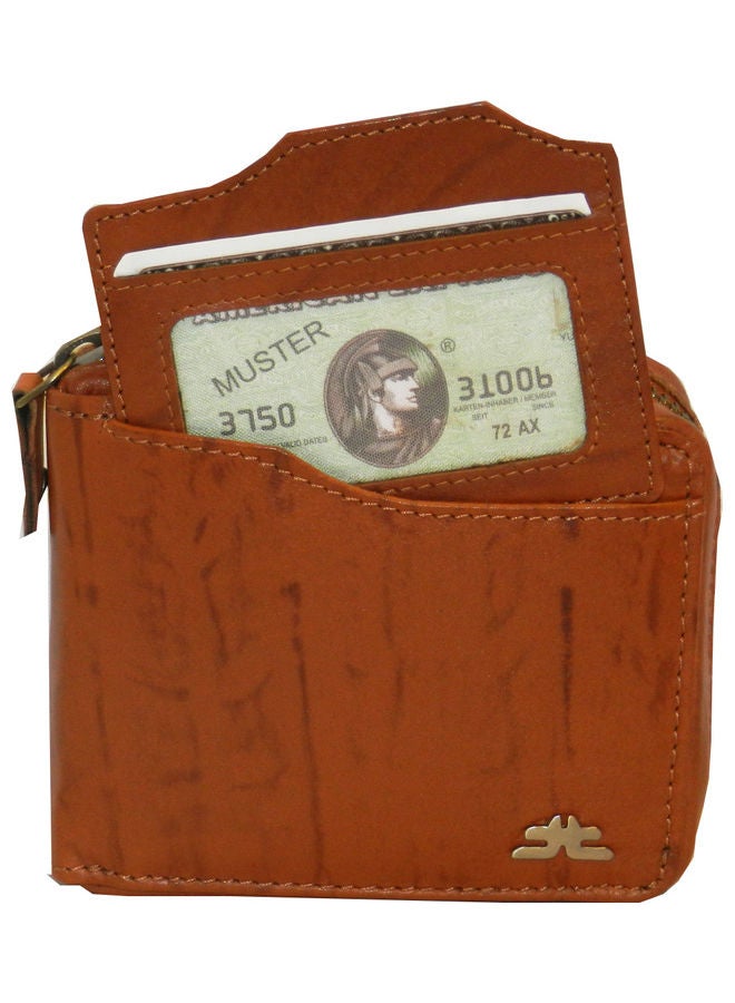 LAVERI LEATHER Genuine Leather Designer Wallet With Zipper Rust  - Image 1