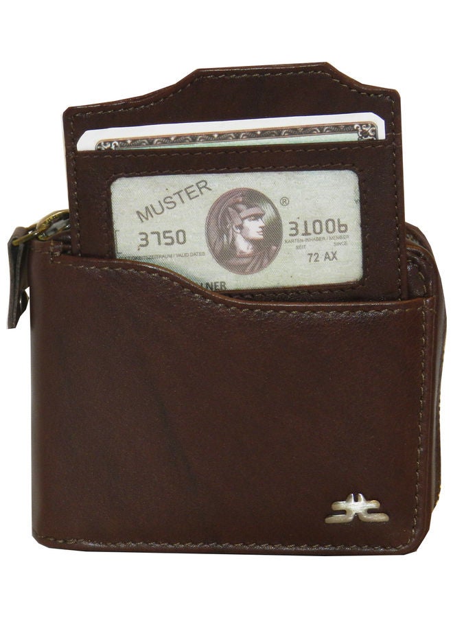 LAVERI LEATHER Genuine Leather Designer Wallet With Zipper Dark Brown  - Image 1