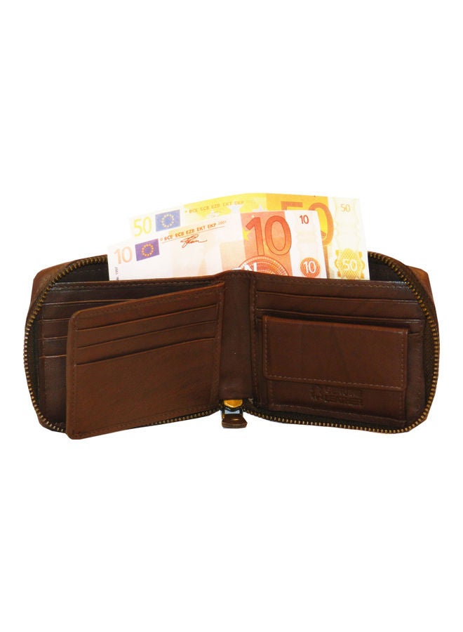 LAVERI LEATHER Genuine Leather Designer Wallet With Zipper Dark Brown  - Image 2