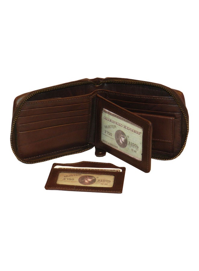 LAVERI LEATHER Genuine Leather Designer Wallet With Zipper Dark Brown  - Image 4