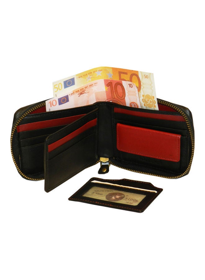 LAVERI LEATHER Genuine Leather Designer Wallet With Zipper Black  - Image 2