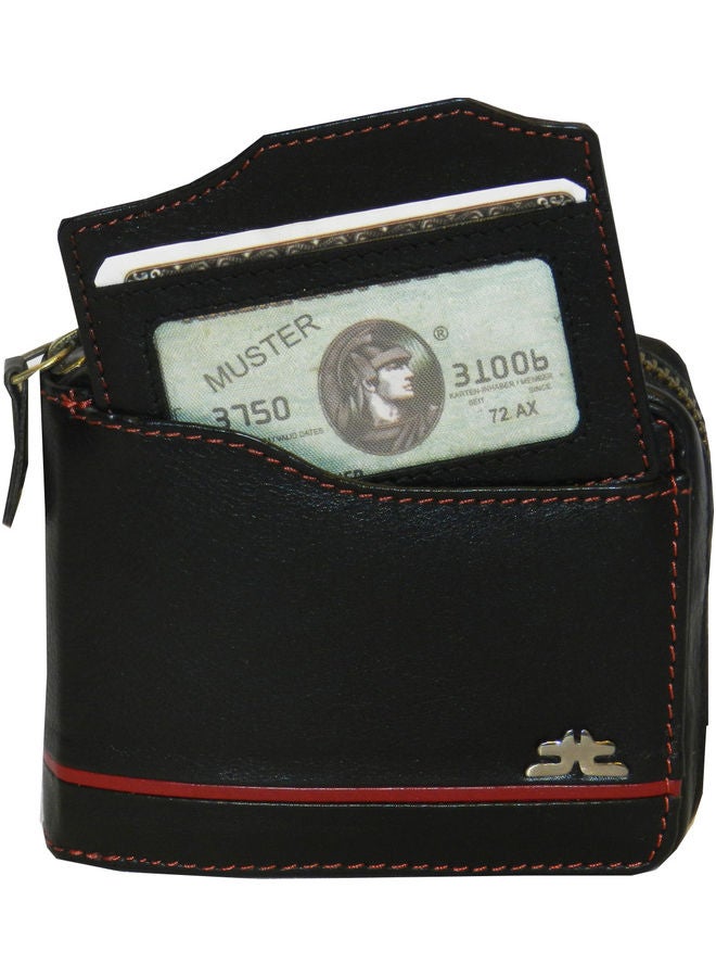 LAVERI LEATHER Genuine Leather Designer Wallet With Zipper Black  - Image 1