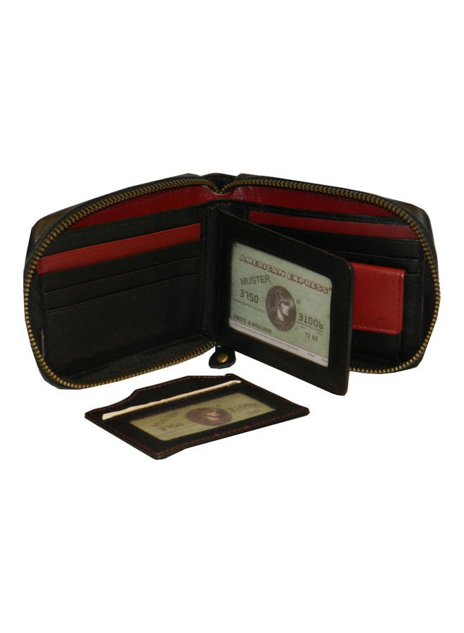 LAVERI LEATHER Genuine Leather Designer Wallet With Zipper Black  - Image 3
