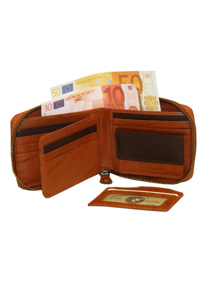 LAVERI LEATHER Genuine Leather Designer Wallet With Zipper Rust  - Image 3