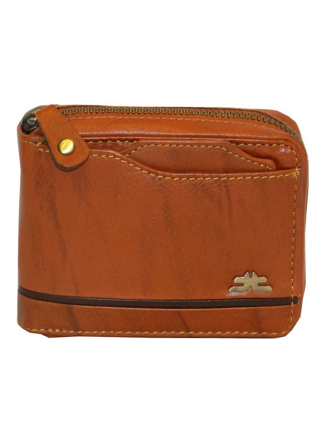 LAVERI LEATHER Genuine Leather Designer Wallet With Zipper Rust  - Image 1