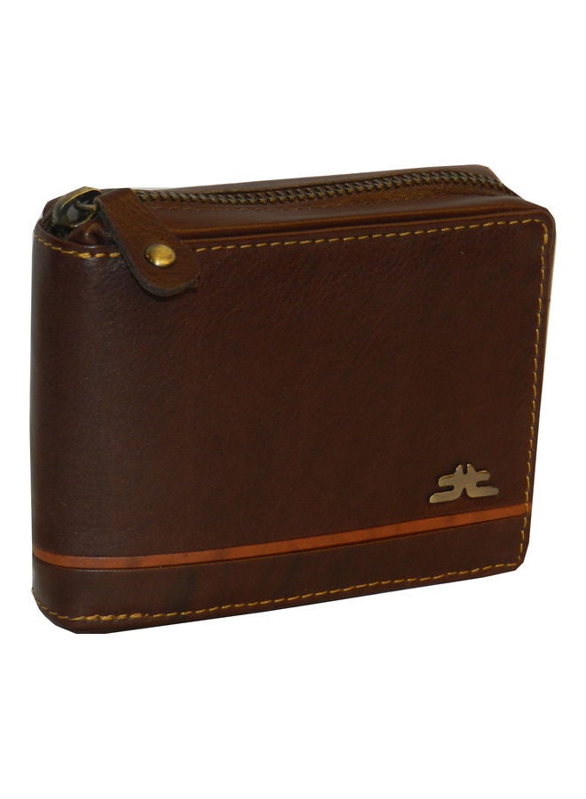 LAVERI LEATHER Genuine Leather Designer Wallet With Zipper Dark Brown  - Image 1