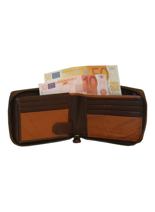 LAVERI LEATHER Genuine Leather Designer Wallet With Zipper Dark Brown  - Image 3