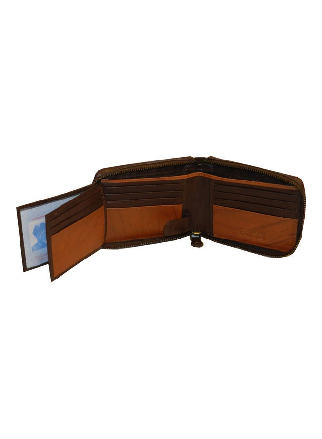 LAVERI LEATHER Genuine Leather Designer Wallet With Zipper Dark Brown  - Image 5