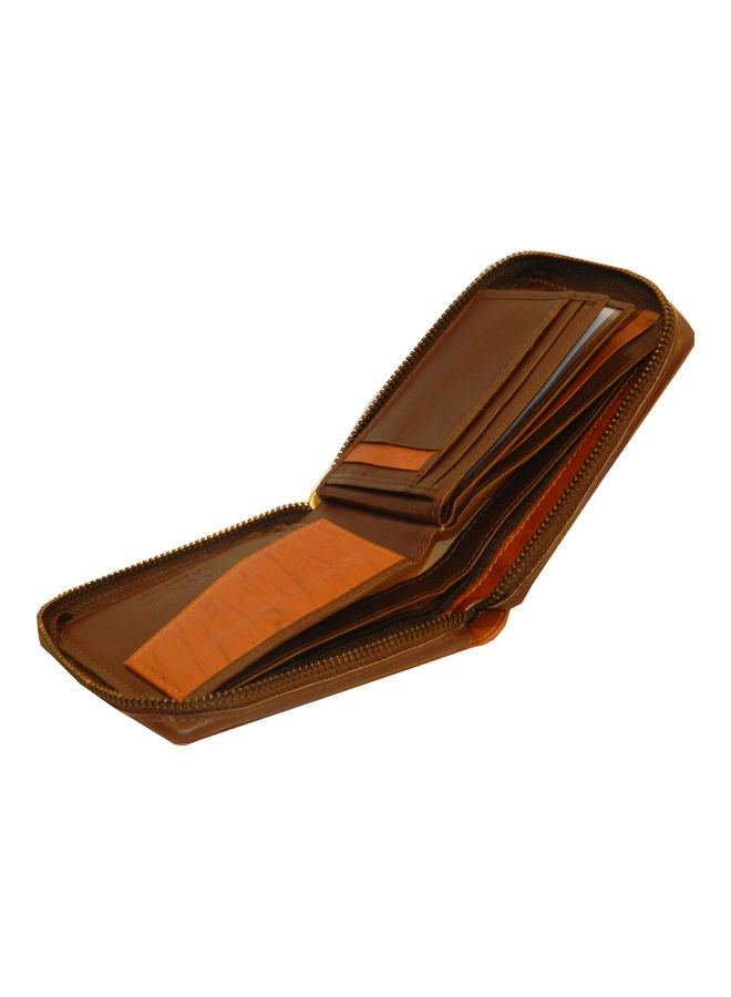 LAVERI LEATHER Genuine Leather Designer Wallet With Zipper Dark Brown - Image 2