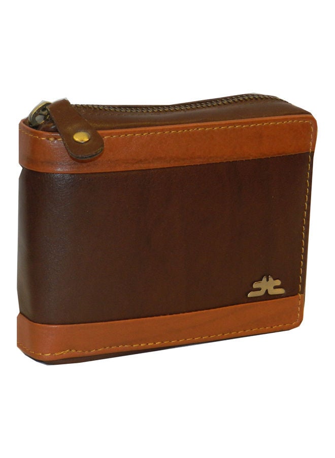 LAVERI LEATHER Genuine Leather Designer Wallet With Zipper Dark Brown - Image 1