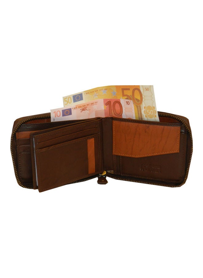 LAVERI LEATHER Genuine Leather Designer Wallet With Zipper Dark Brown - Image 3