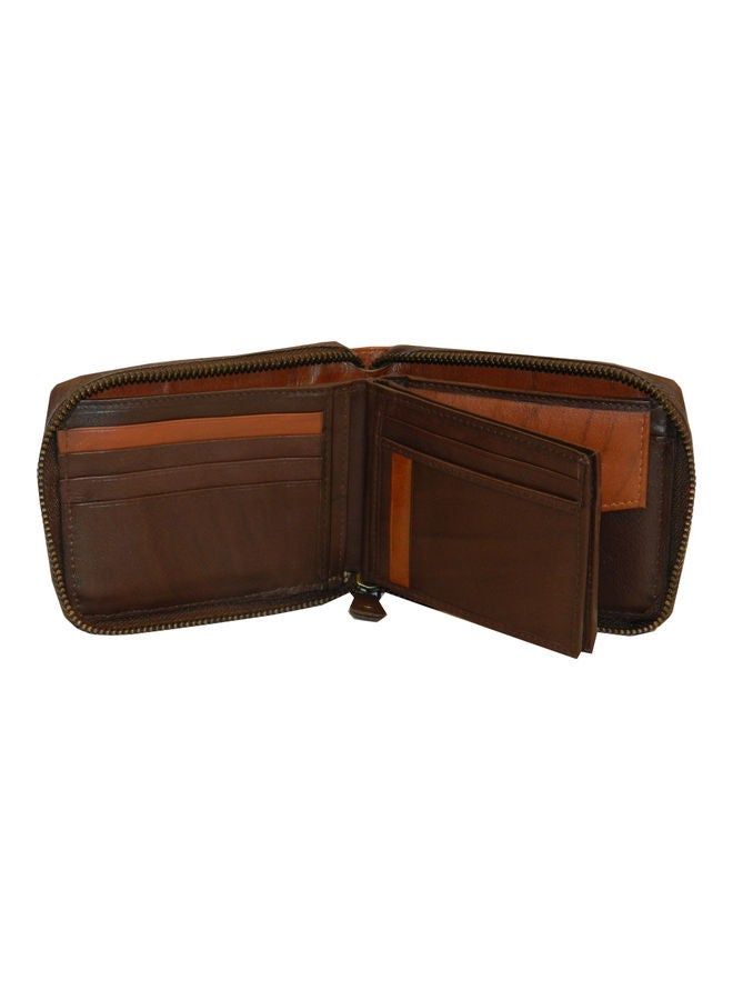 LAVERI LEATHER Genuine Leather Designer Wallet With Zipper Dark Brown - Image 4