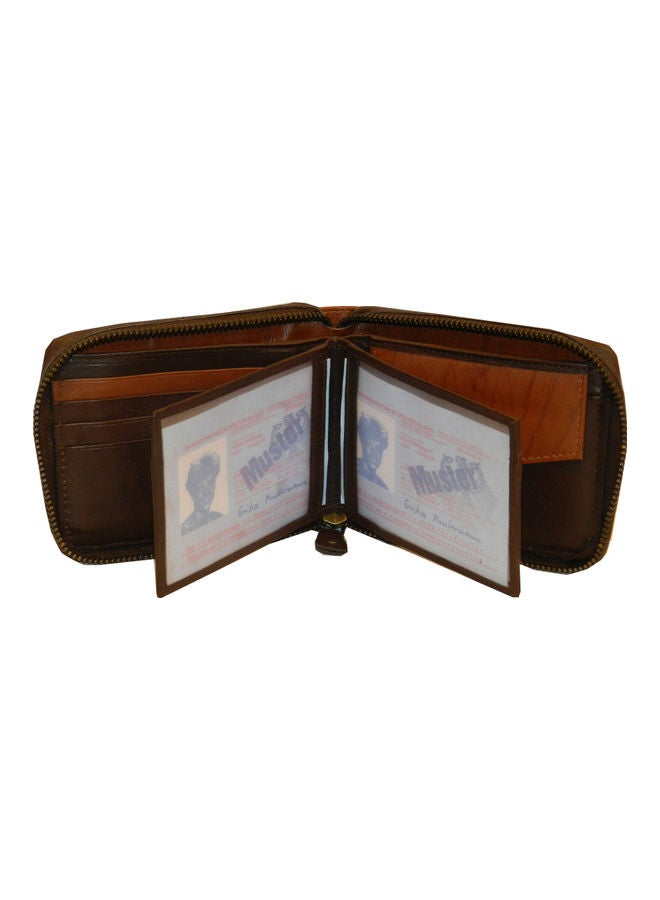 LAVERI LEATHER Genuine Leather Designer Wallet With Zipper Dark Brown - Image 5