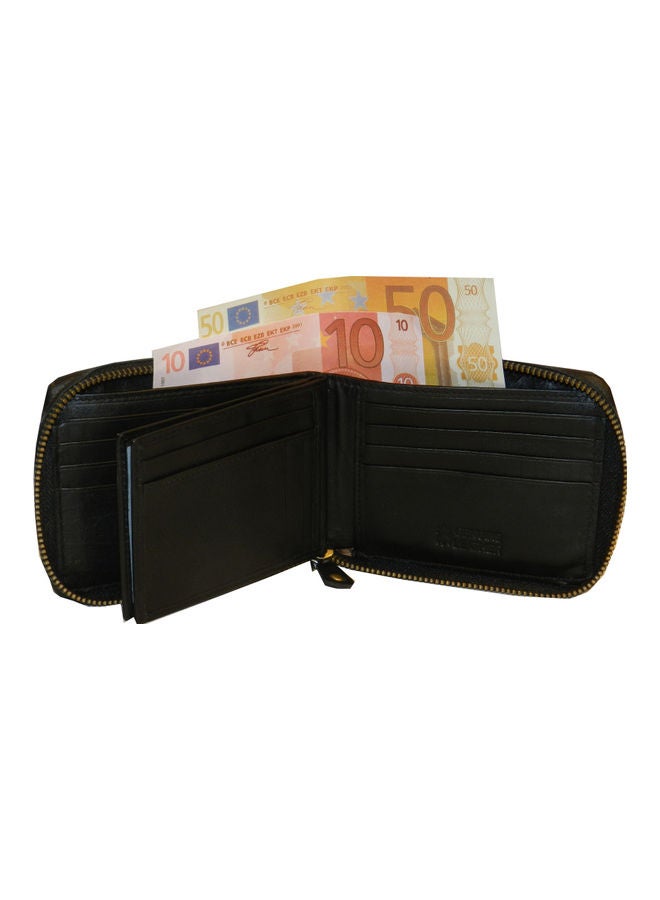 LAVERI LEATHER Genuine Leather Designer Wallet With Zipper Black  - Image 2